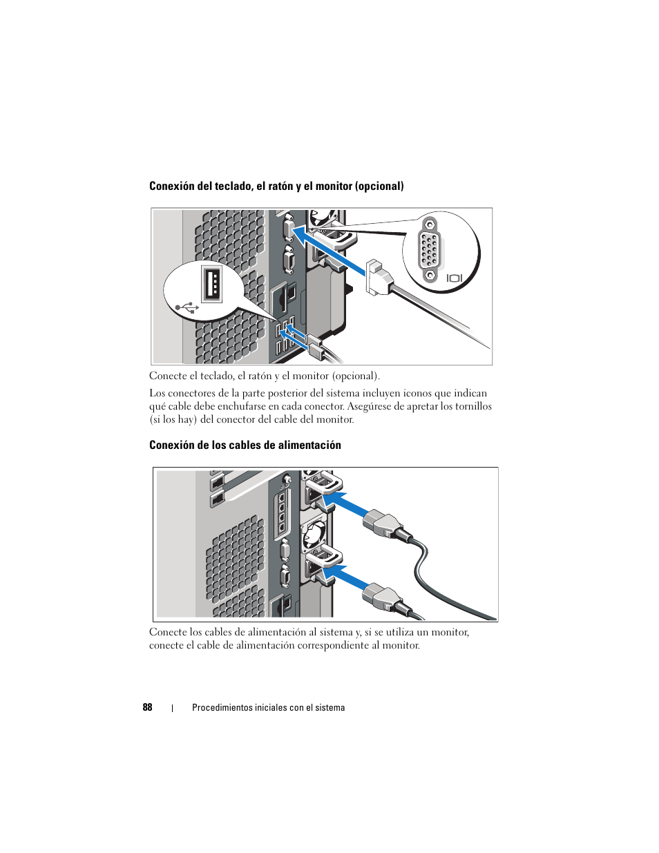 Conexión de los cables de alimentación | Dell PowerEdge T710 User Manual | Page 90 / 122