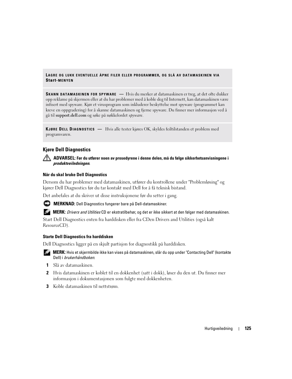 Kjøre dell diagnostics | Dell Latitude D510 User Manual | Page 125 / 234