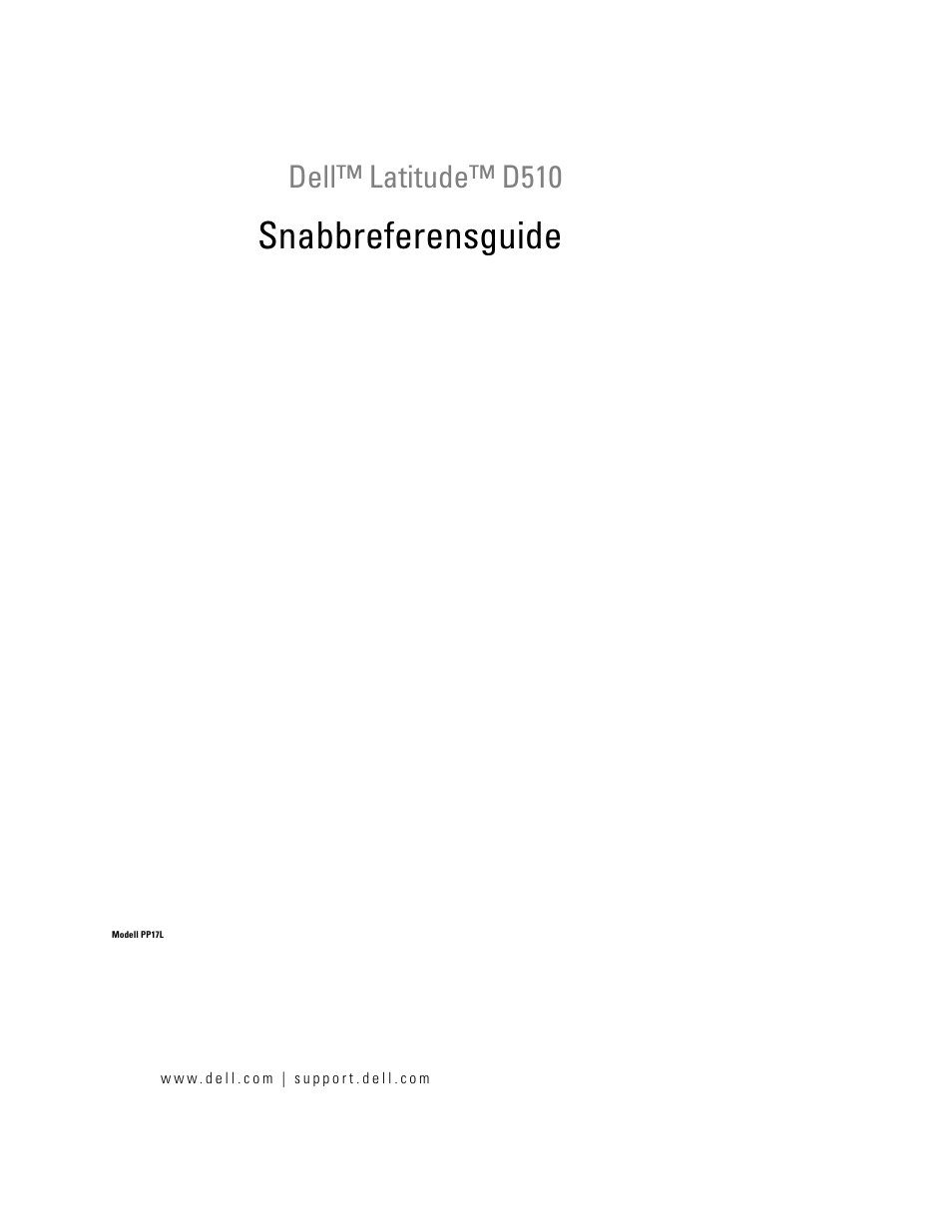 Snabbreferensguide, Dell™ latitude™ d510 | Dell Latitude D510 User Manual | Page 183 / 234