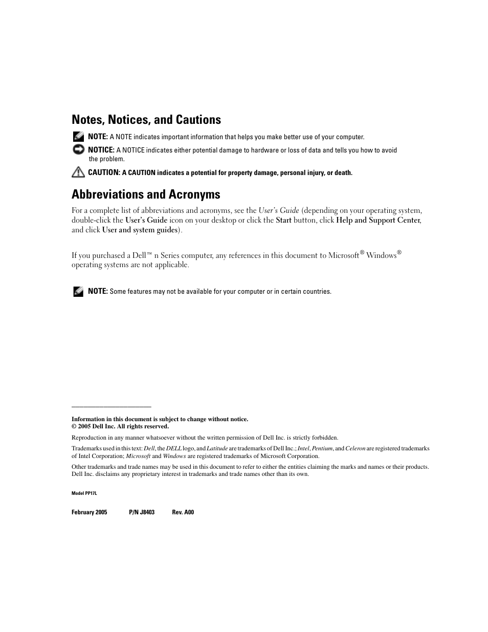 Abbreviations and acronyms | Dell Latitude D510 User Manual | Page 2 / 234