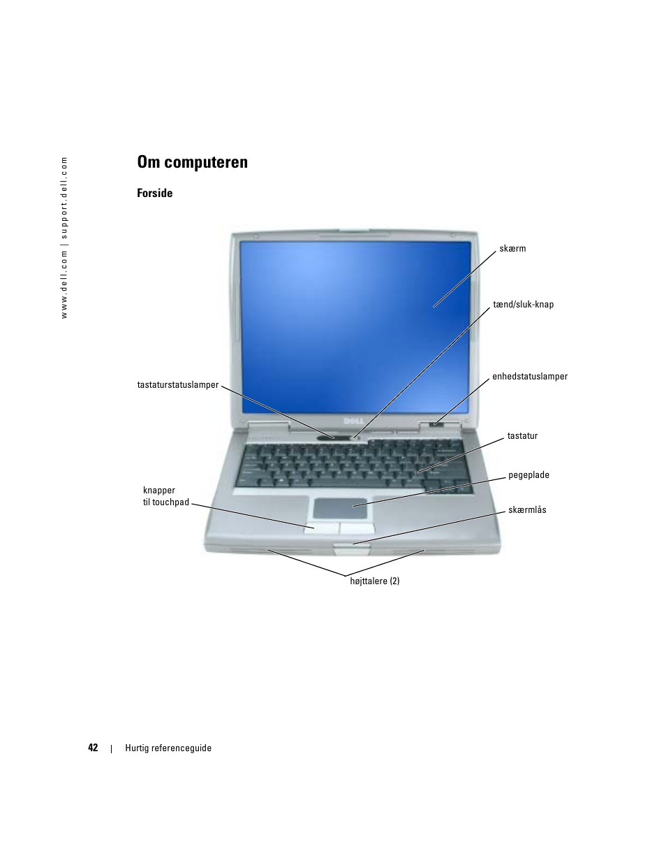 Om computeren, Forside | Dell Latitude D510 User Manual | Page 42 / 234