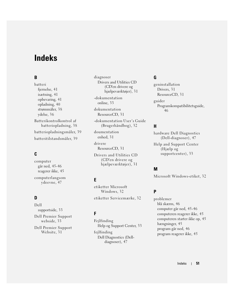 Indeks | Dell Latitude D510 User Manual | Page 51 / 234
