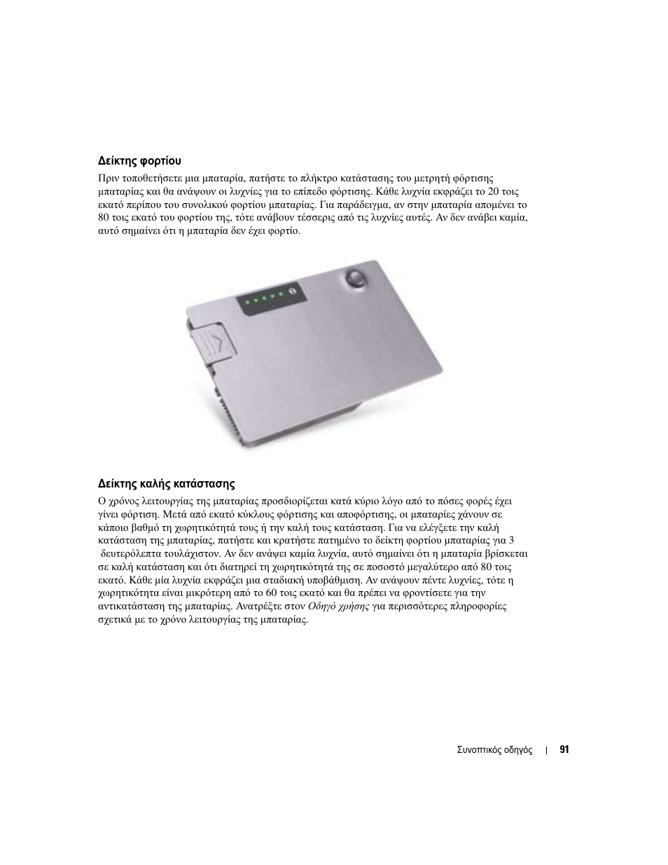 Είκτης φορτίου, Είκτης καλής κατάστασης | Dell Latitude D510 User Manual | Page 91 / 234