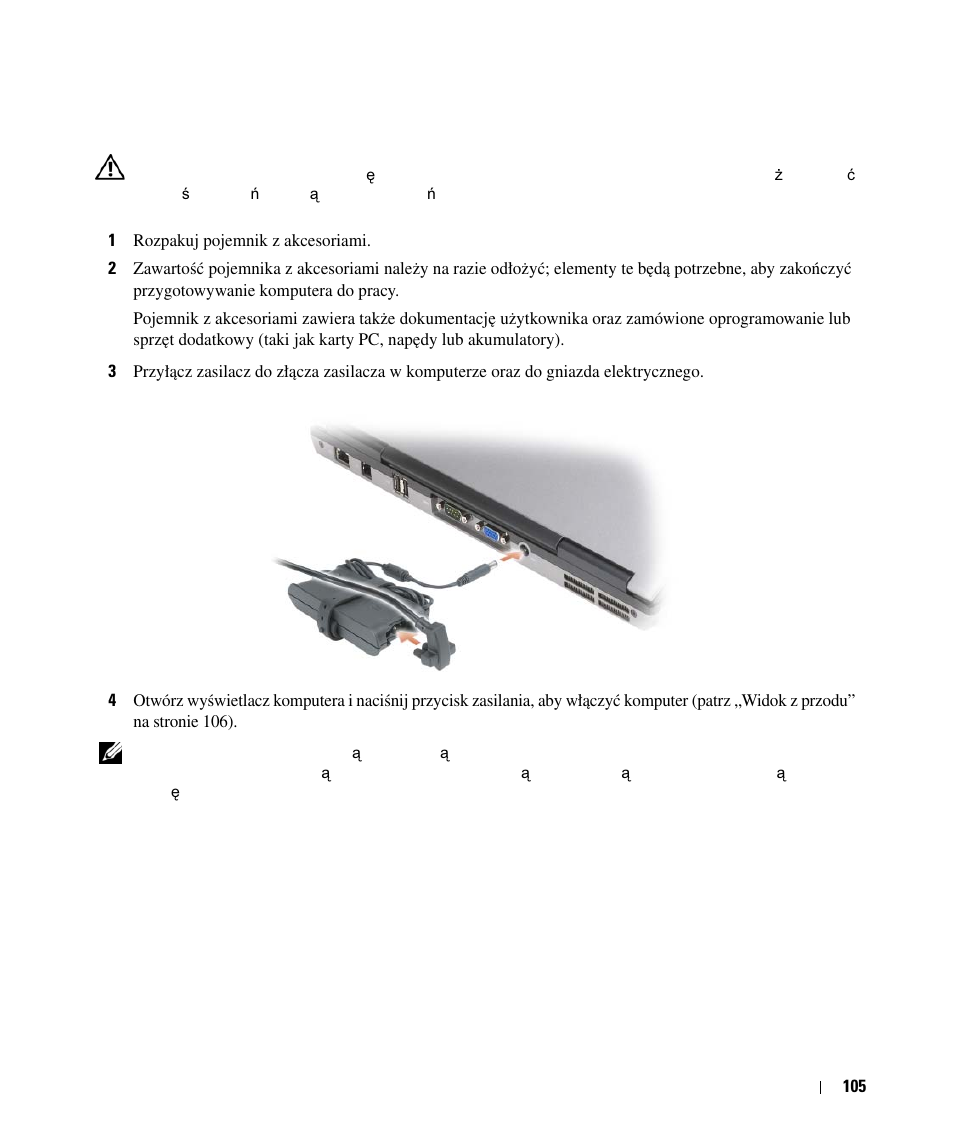 Przygotowywanie komputera do pracy | Dell Latitude D630c User Manual | Page 105 / 168