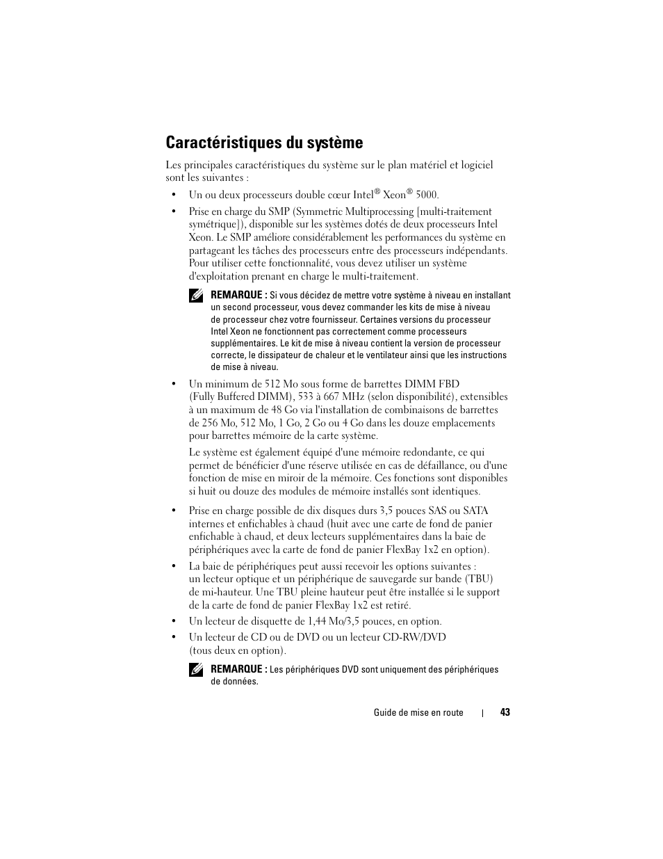 Caractéristiques du système | Dell PowerVault DP600 User Manual | Page 45 / 180