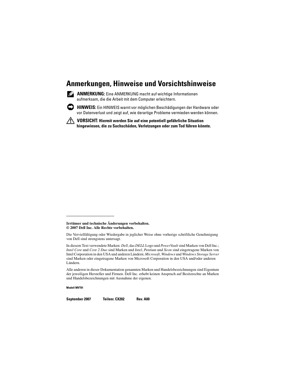 Anmerkungen, hinweise und vorsichtshinweise | Dell PowerVault DP600 User Manual | Page 62 / 180