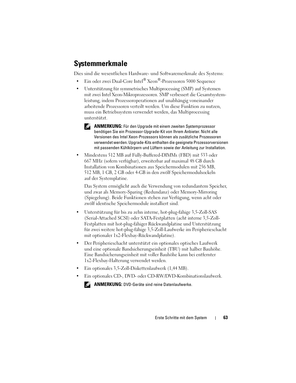 Systemmerkmale | Dell PowerVault DP600 User Manual | Page 65 / 180