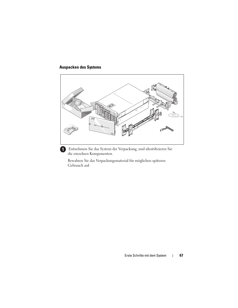 Auspacken des systems | Dell PowerVault DP600 User Manual | Page 69 / 180