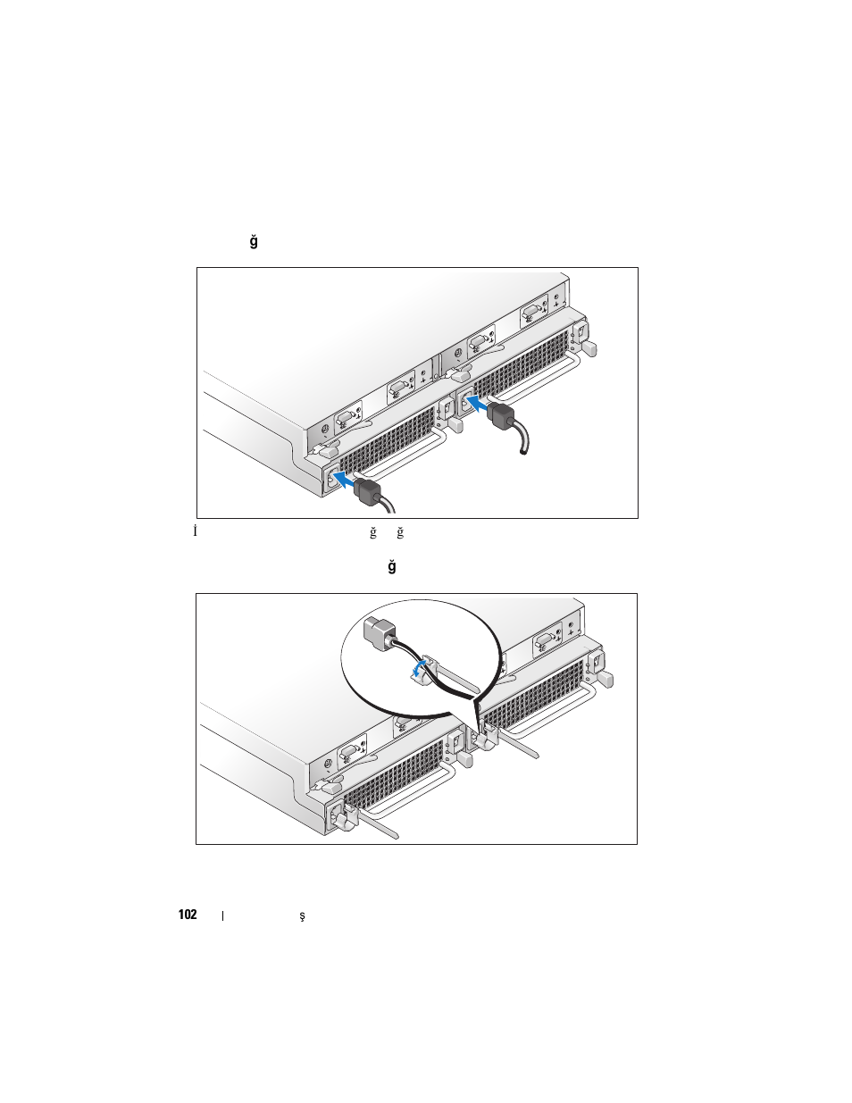 Gücü bağlama, Güç kablosu sabitleme desteğini takma | Dell PowerVault MD1120 User Manual | Page 104 / 124