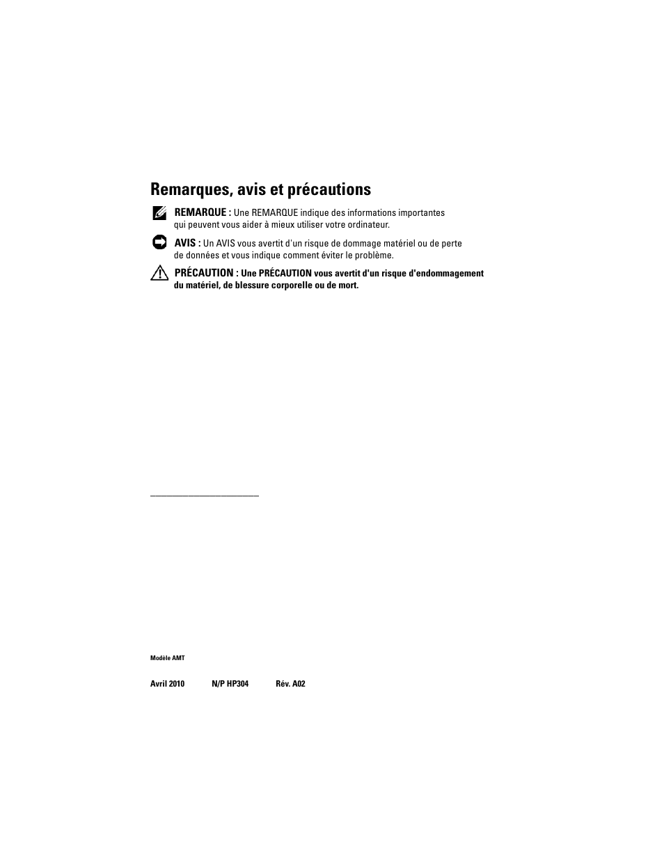 Remarques, avis et précautions | Dell PowerVault MD1120 User Manual | Page 28 / 124