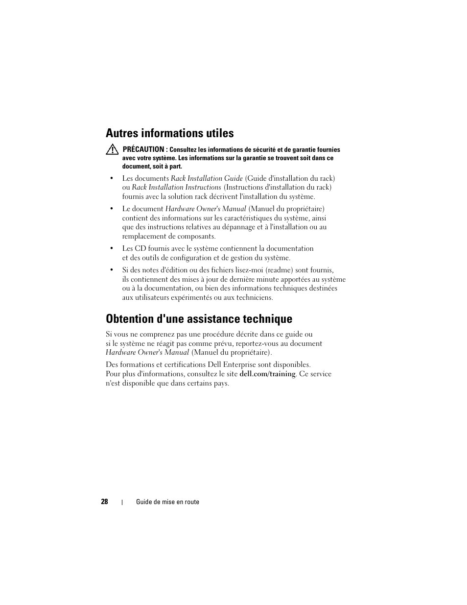 Autres informations utiles, Obtention d'une assistance technique | Dell PowerVault MD1120 User Manual | Page 30 / 124