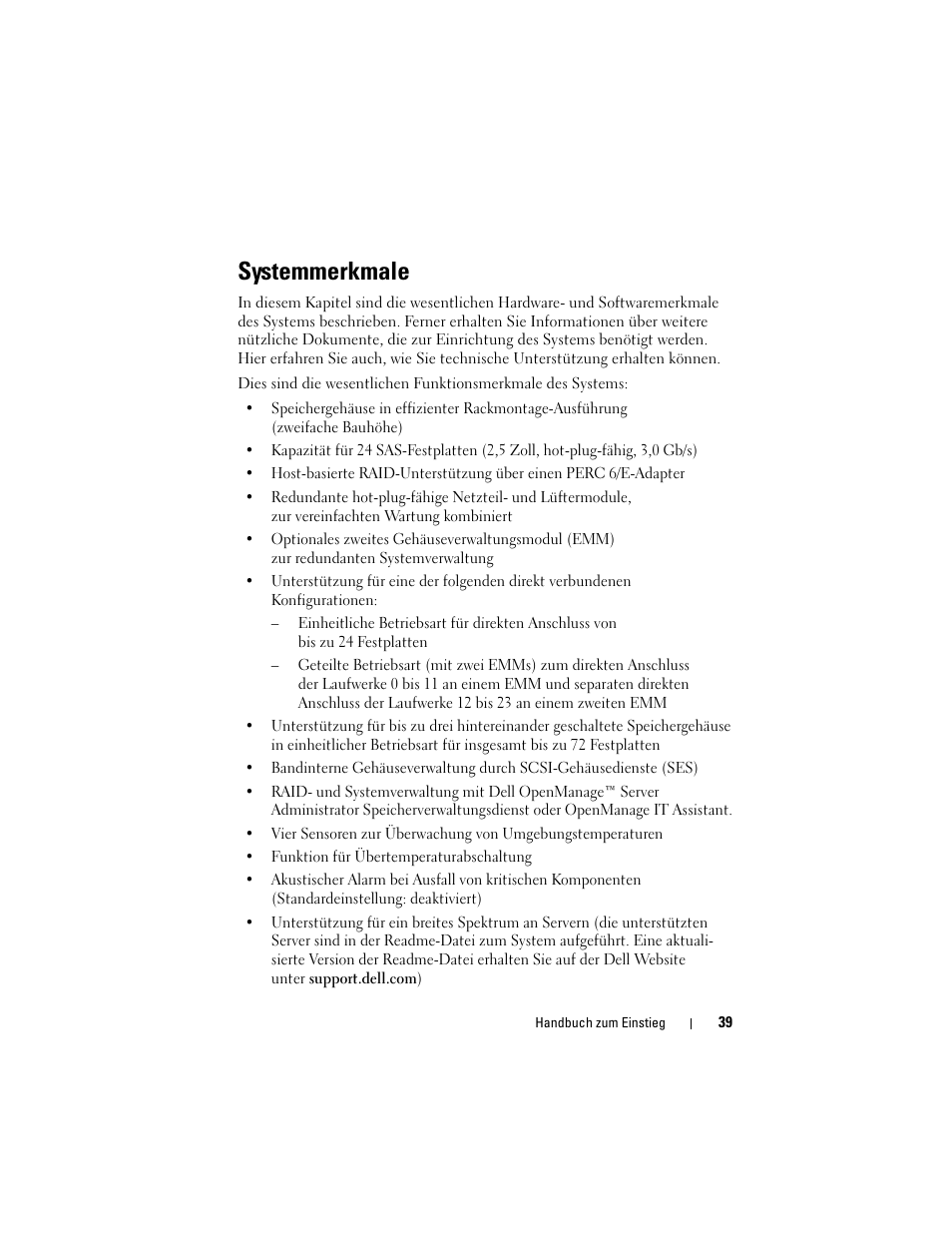 Systemmerkmale | Dell PowerVault MD1120 User Manual | Page 41 / 124