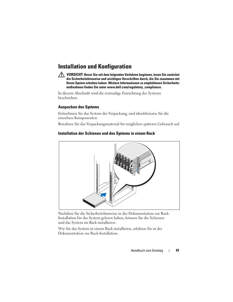Installation und konfiguration, Auspacken des systems | Dell PowerVault MD1120 User Manual | Page 43 / 124