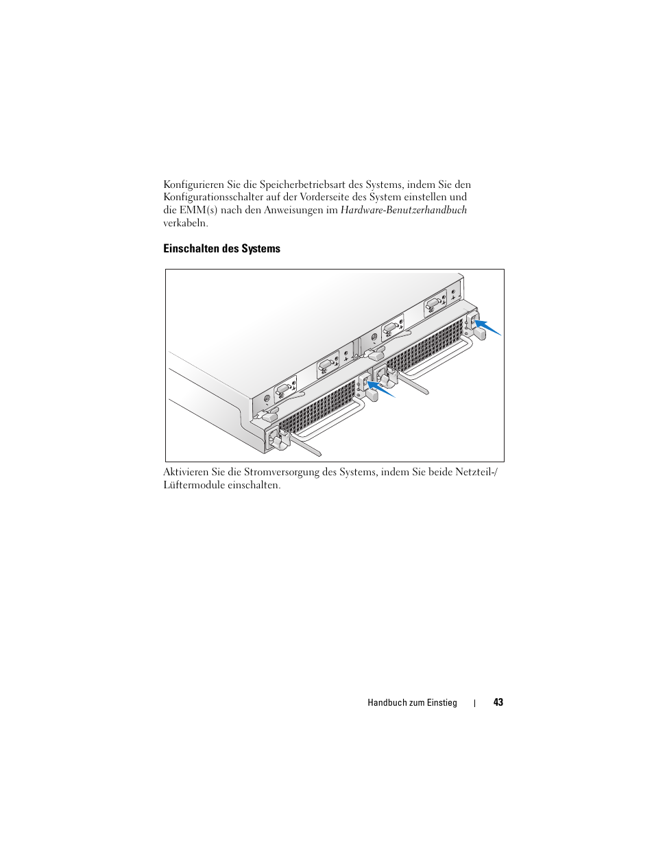 Einschalten des systems | Dell PowerVault MD1120 User Manual | Page 45 / 124