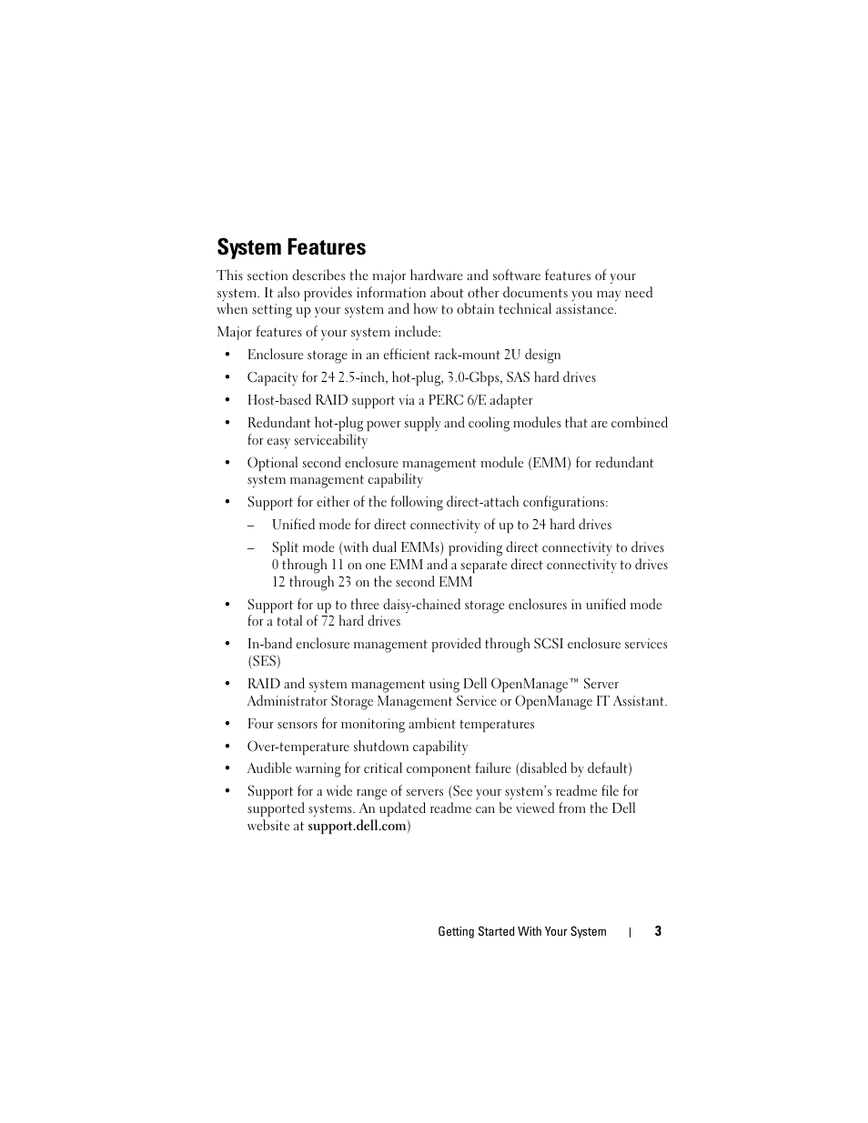 System features | Dell PowerVault MD1120 User Manual | Page 5 / 124