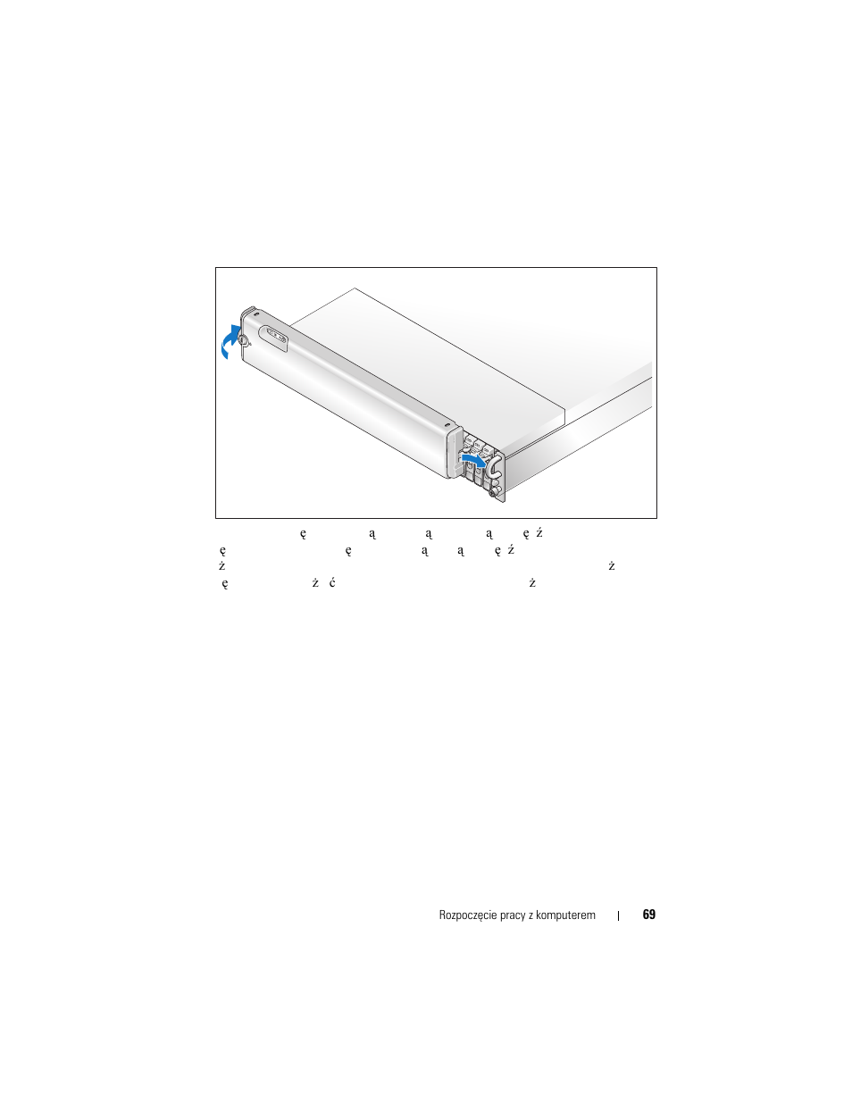 Instalowanie osłony | Dell PowerVault MD1120 User Manual | Page 71 / 124