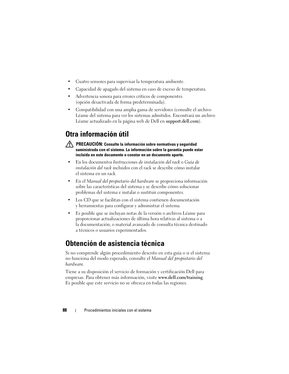 Otra información útil, Obtención de asistencia técnica | Dell PowerVault MD1120 User Manual | Page 90 / 124