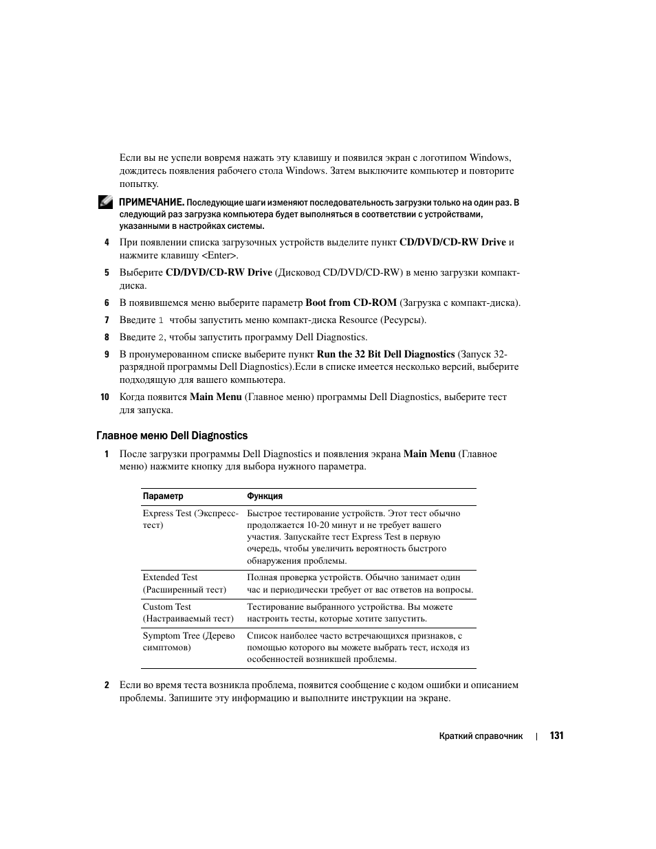 Главное меню dell diagnostics | Dell Latitude X1 User Manual | Page 131 / 176