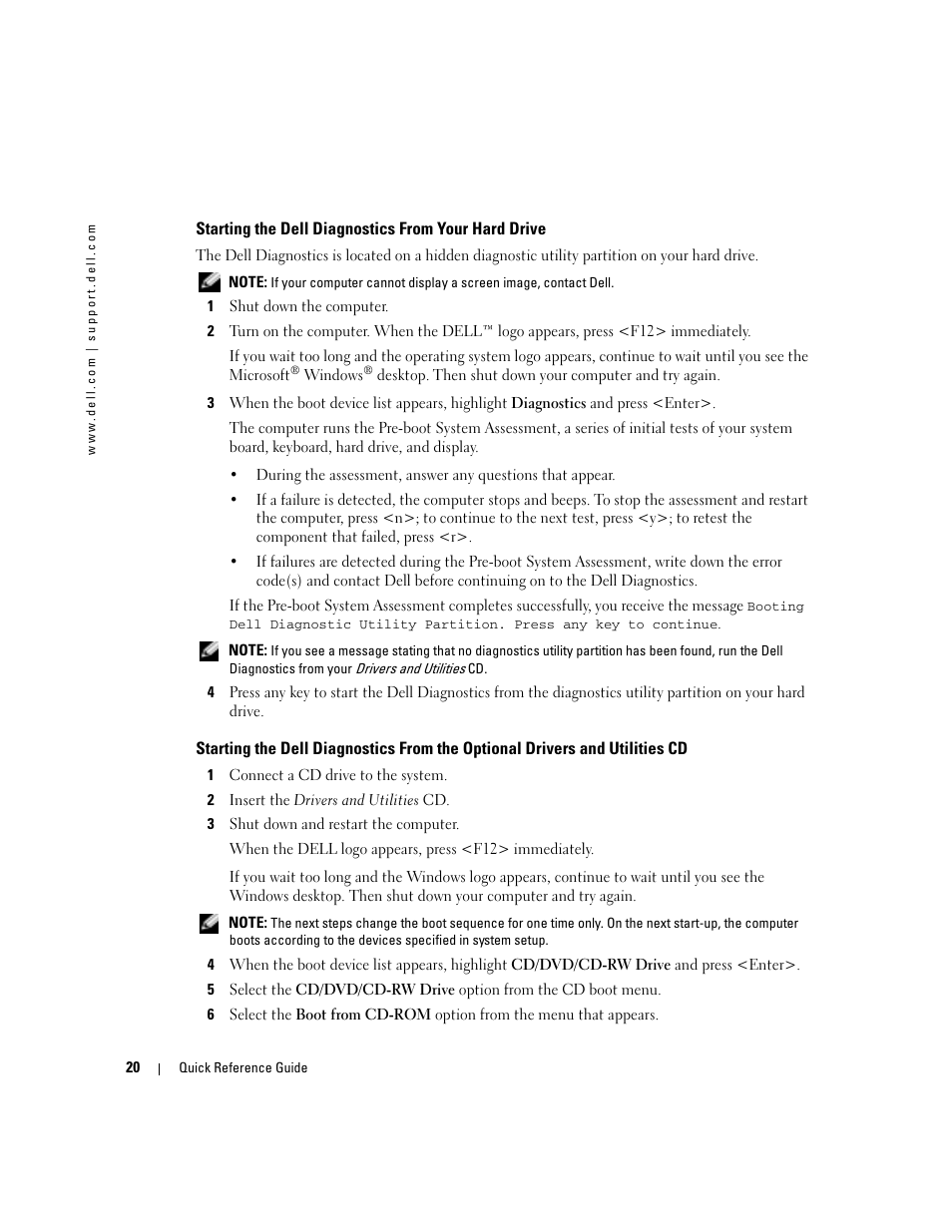 Starting the dell diagnostics from your hard drive | Dell Latitude X1 User Manual | Page 20 / 176