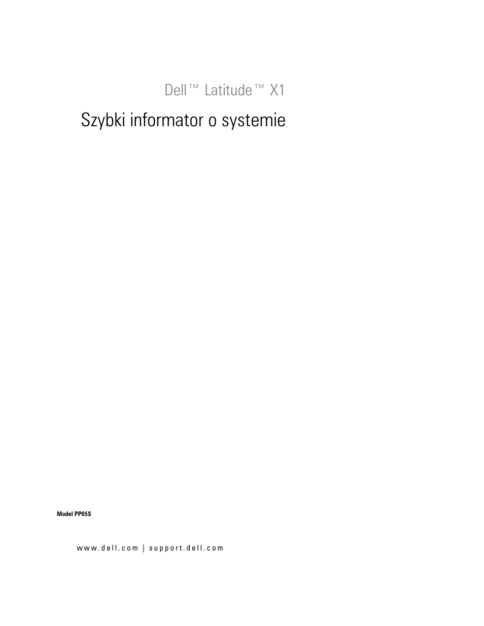 Szybki informator o systemie, Dell™ latitude™ x1 | Dell Latitude X1 User Manual | Page 89 / 176