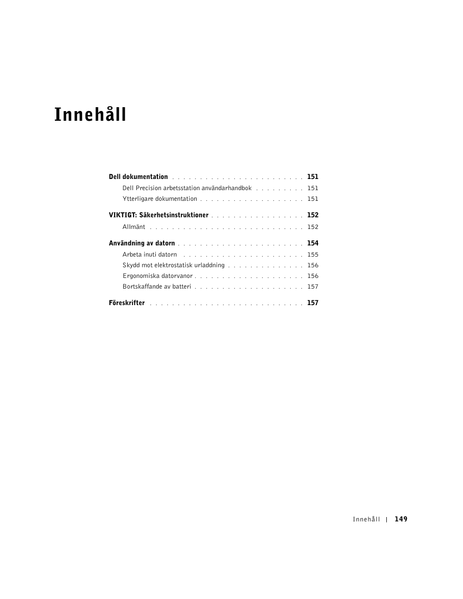Innehåll | Dell Precision 350 User Manual | Page 150 / 172