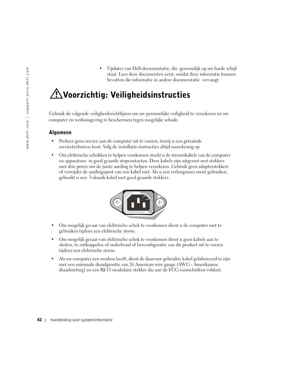 Voorzichtig: veiligheidsinstructies, Algemeen | Dell Precision 350 User Manual | Page 43 / 172