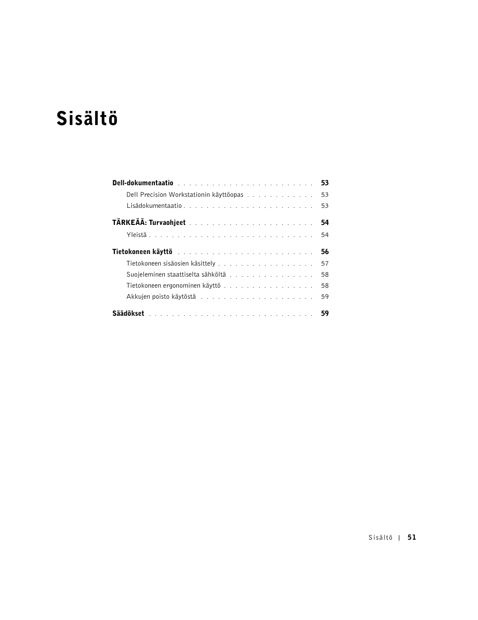 Sisältö | Dell Precision 350 User Manual | Page 52 / 172