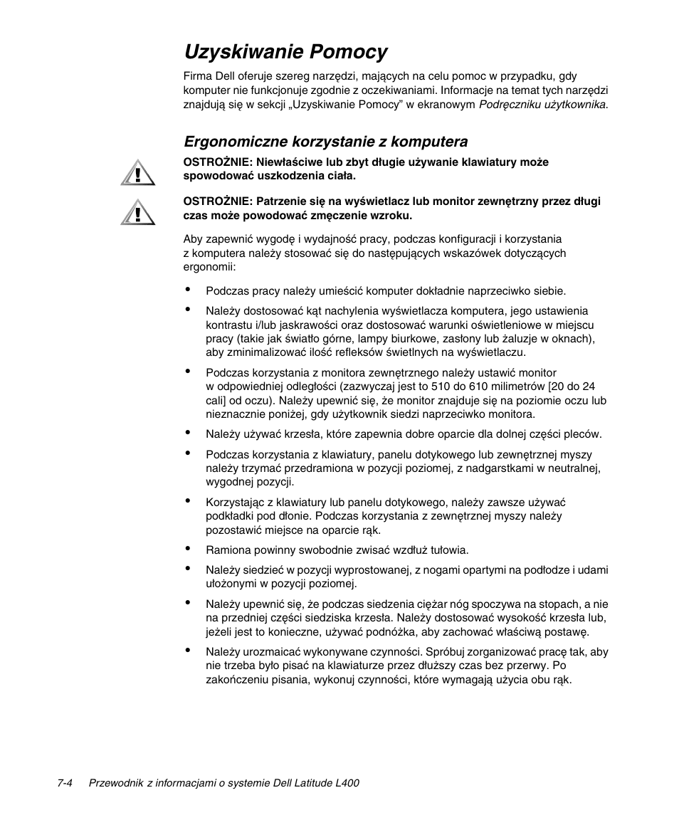 Uzyskiwanie pomocy | Dell Latitude L400 User Manual | Page 112 / 170