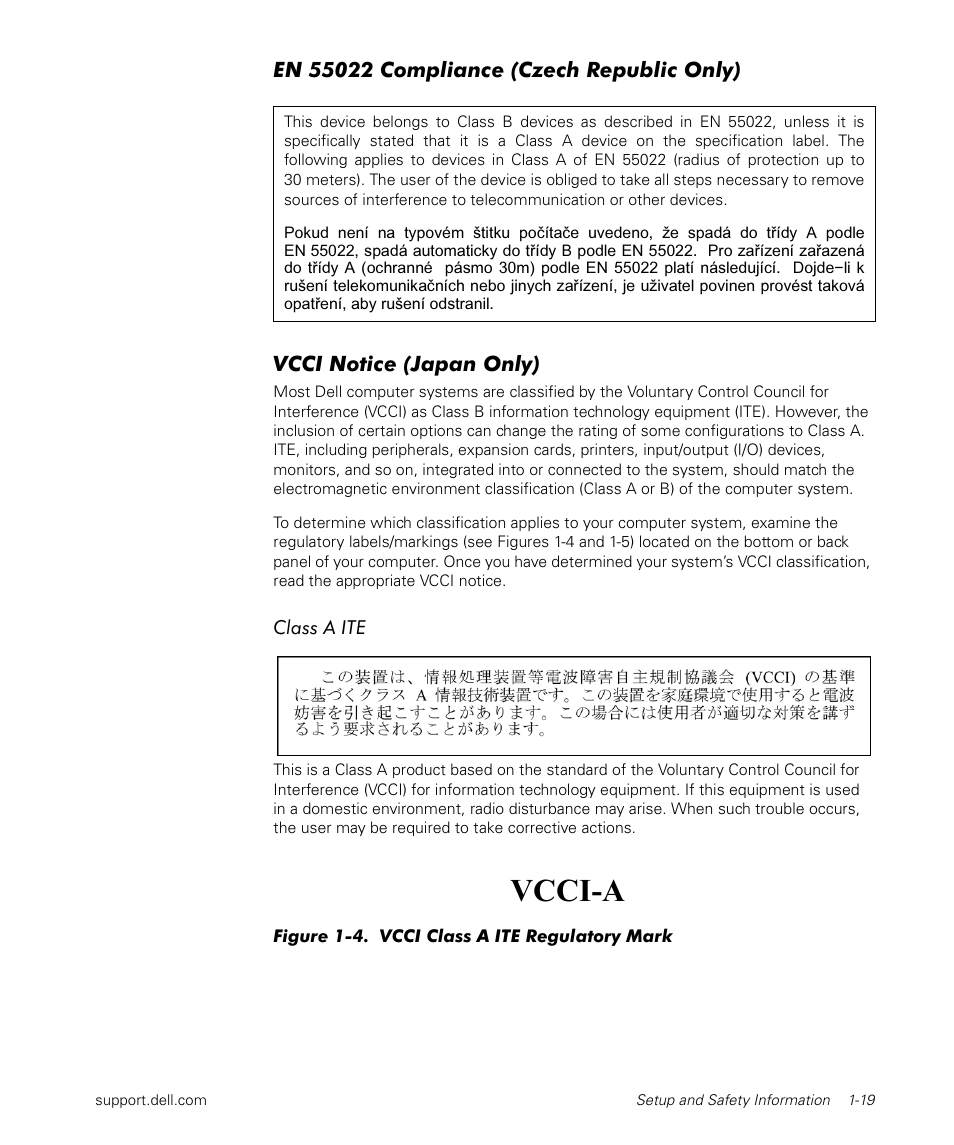 Vcci-a | Dell Latitude L400 User Manual | Page 21 / 170