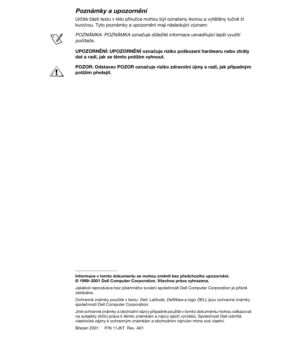 Poznámky a upozornění | Dell Latitude L400 User Manual | Page 32 / 170