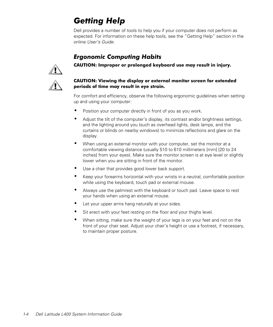 Getting help | Dell Latitude L400 User Manual | Page 6 / 170