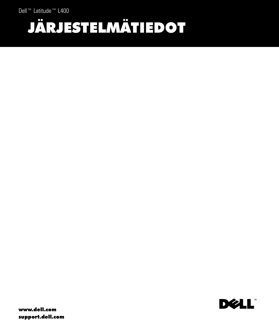 Järjestelmätiedot | Dell Latitude L400 User Manual | Page 63 / 170