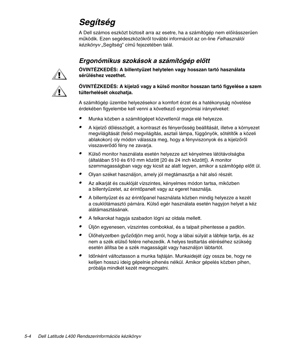 Segítség | Dell Latitude L400 User Manual | Page 80 / 170