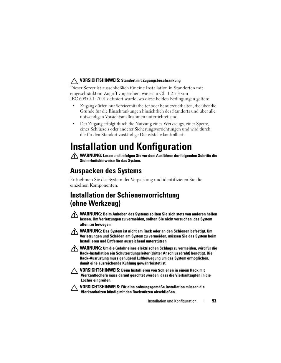 Installation und konfiguration, Auspacken des systems | Dell PowerEdge C5220 User Manual | Page 55 / 168