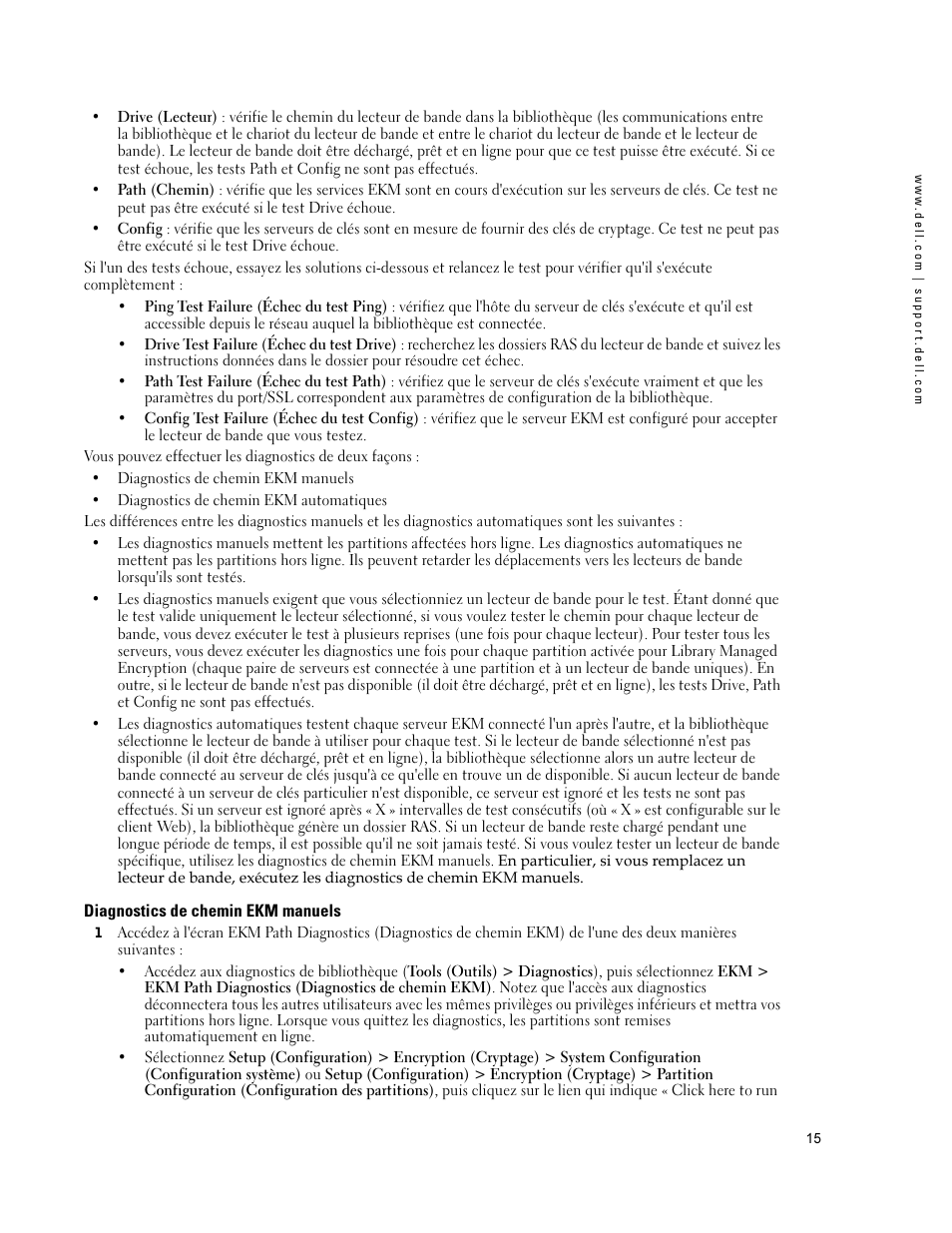 Diagnostics de chemin ekm manuels | Dell PowerVault ML6000 User Manual | Page 15 / 66