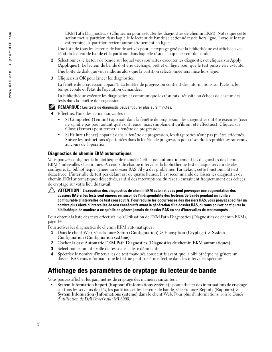 Diagnostics de chemin ekm automatiques | Dell PowerVault ML6000 User Manual | Page 16 / 66