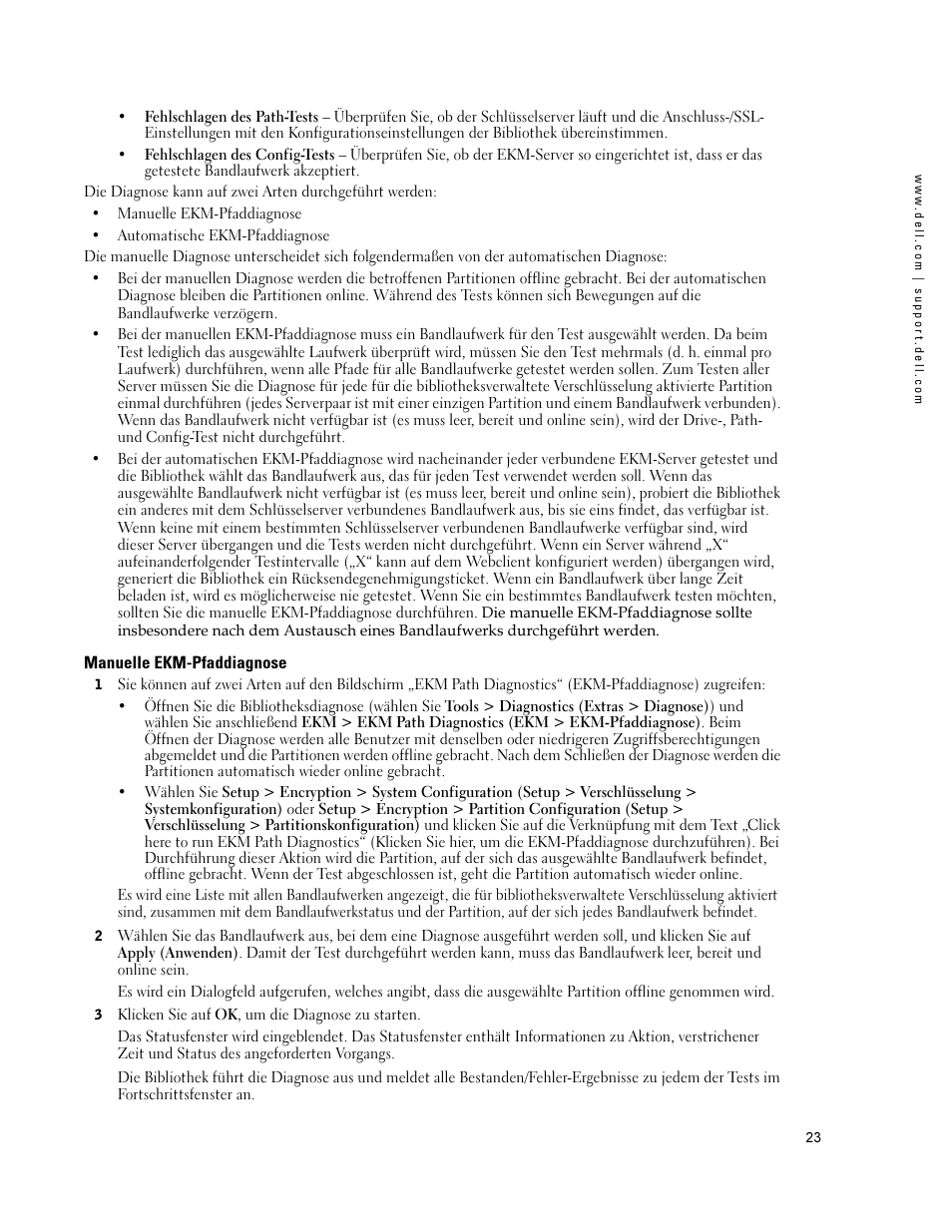 Manuelle ekm-pfaddiagnose | Dell PowerVault ML6000 User Manual | Page 23 / 66