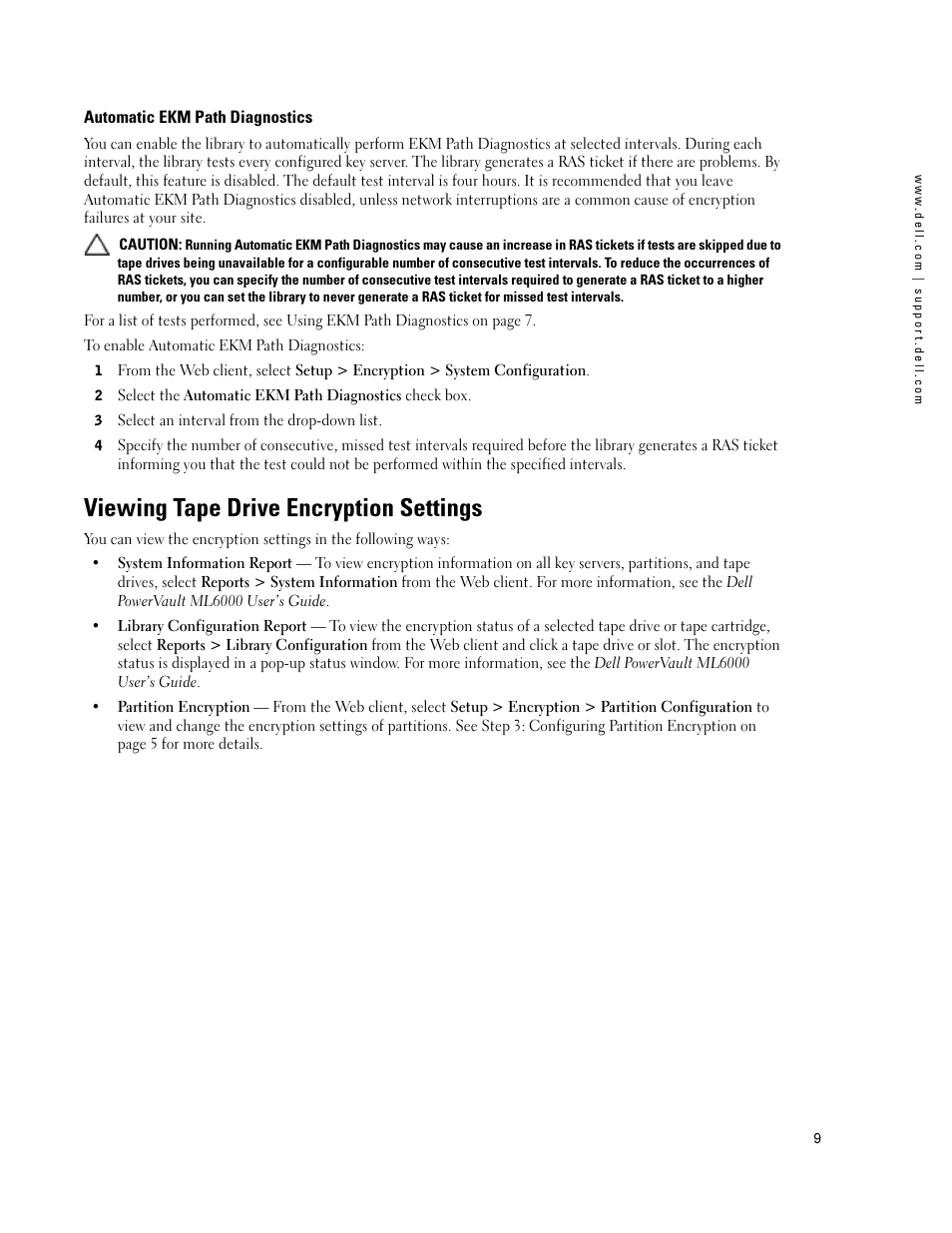 Automatic ekm path diagnostics, Viewing tape drive encryption settings | Dell PowerVault ML6000 User Manual | Page 9 / 66