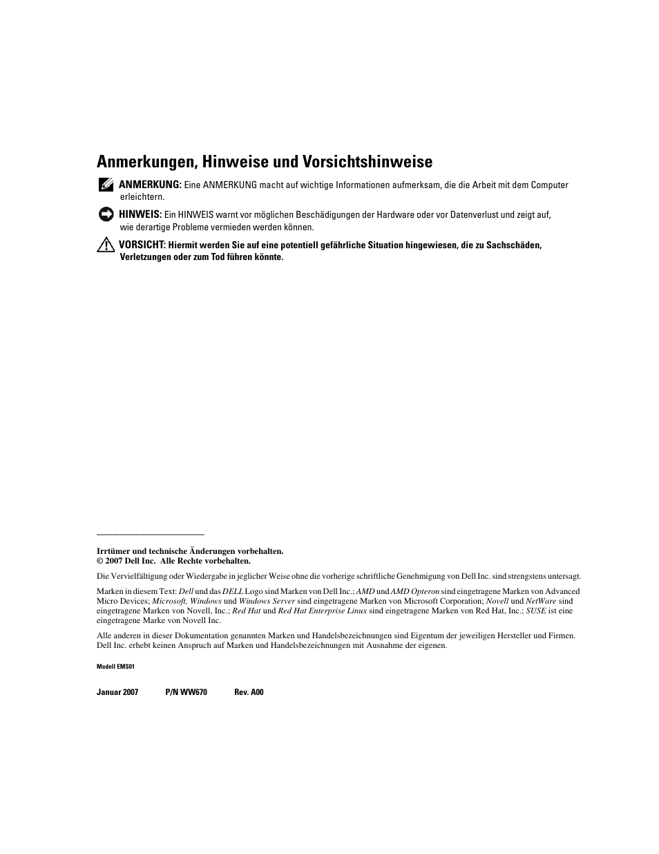 Anmerkungen, hinweise und vorsichtshinweise | Dell PowerEdge 2970 User Manual | Page 40 / 110