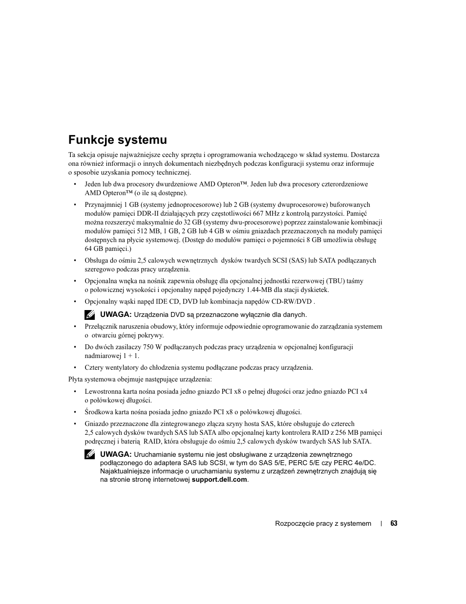Funkcje systemu | Dell PowerEdge 2970 User Manual | Page 65 / 110