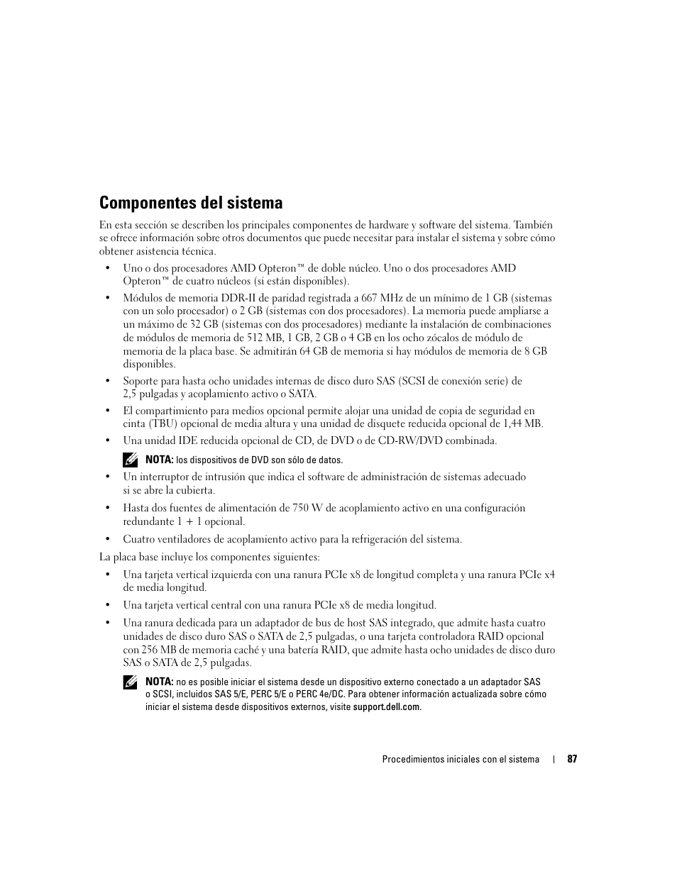 Componentes del sistema | Dell PowerEdge 2970 User Manual | Page 89 / 110
