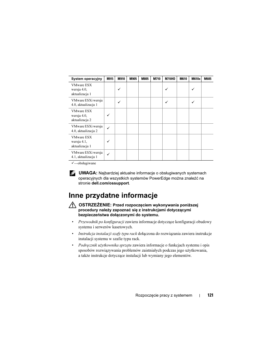 Inne przydatne informacje | Dell PowerEdge M710 User Manual | Page 123 / 224