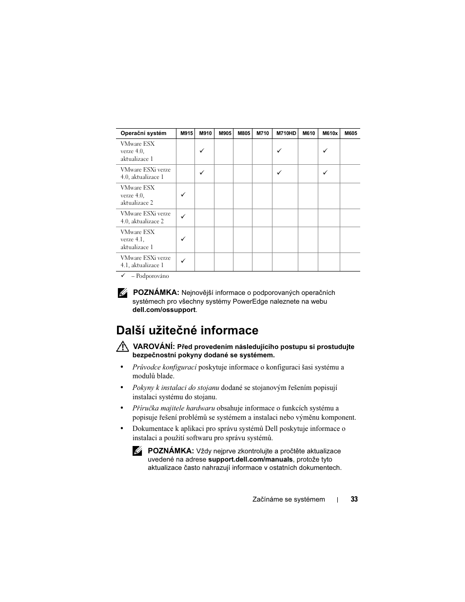 Další užitečné informace | Dell PowerEdge M710 User Manual | Page 35 / 224