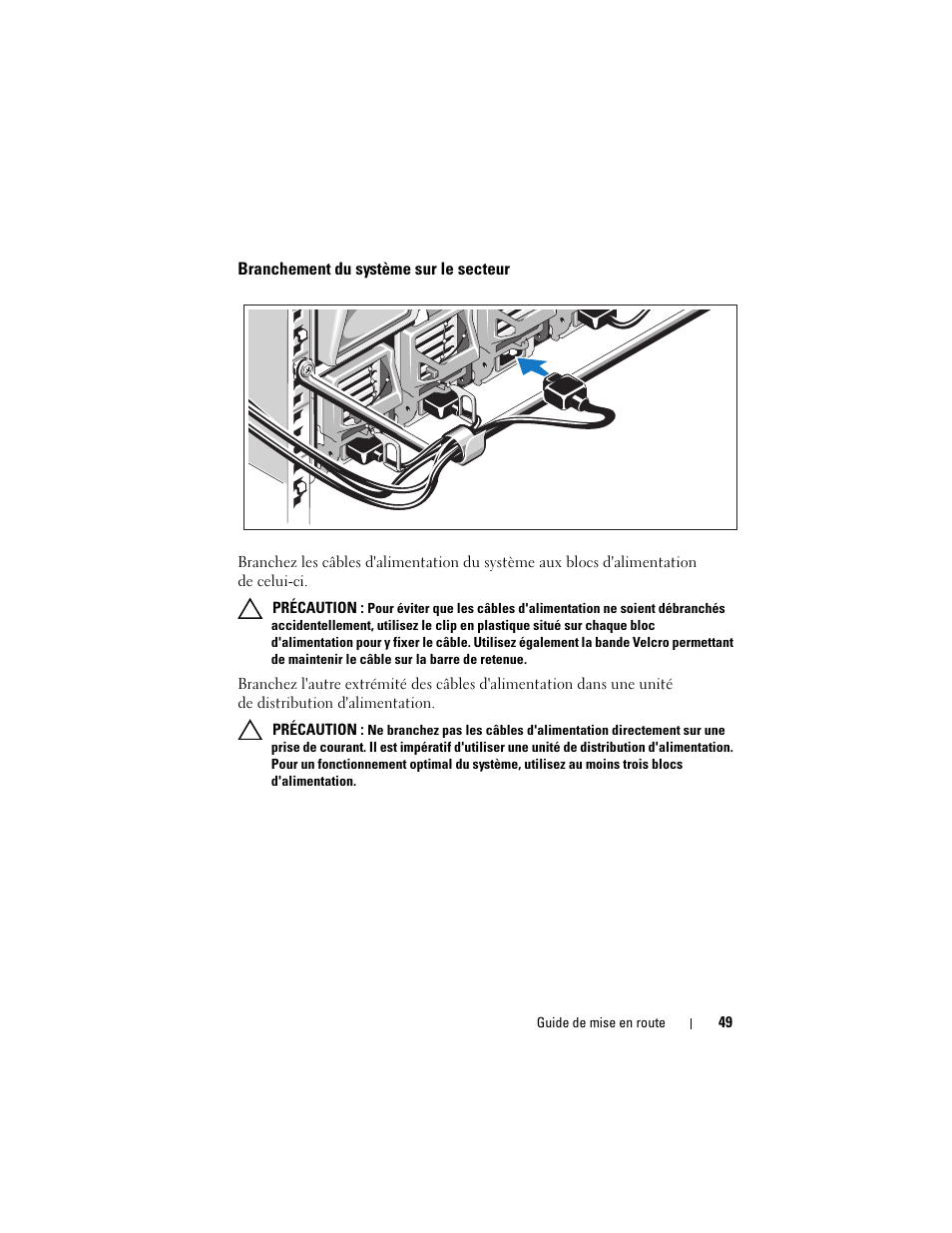 Branchement du système sur le secteur | Dell PowerEdge M710 User Manual | Page 51 / 224