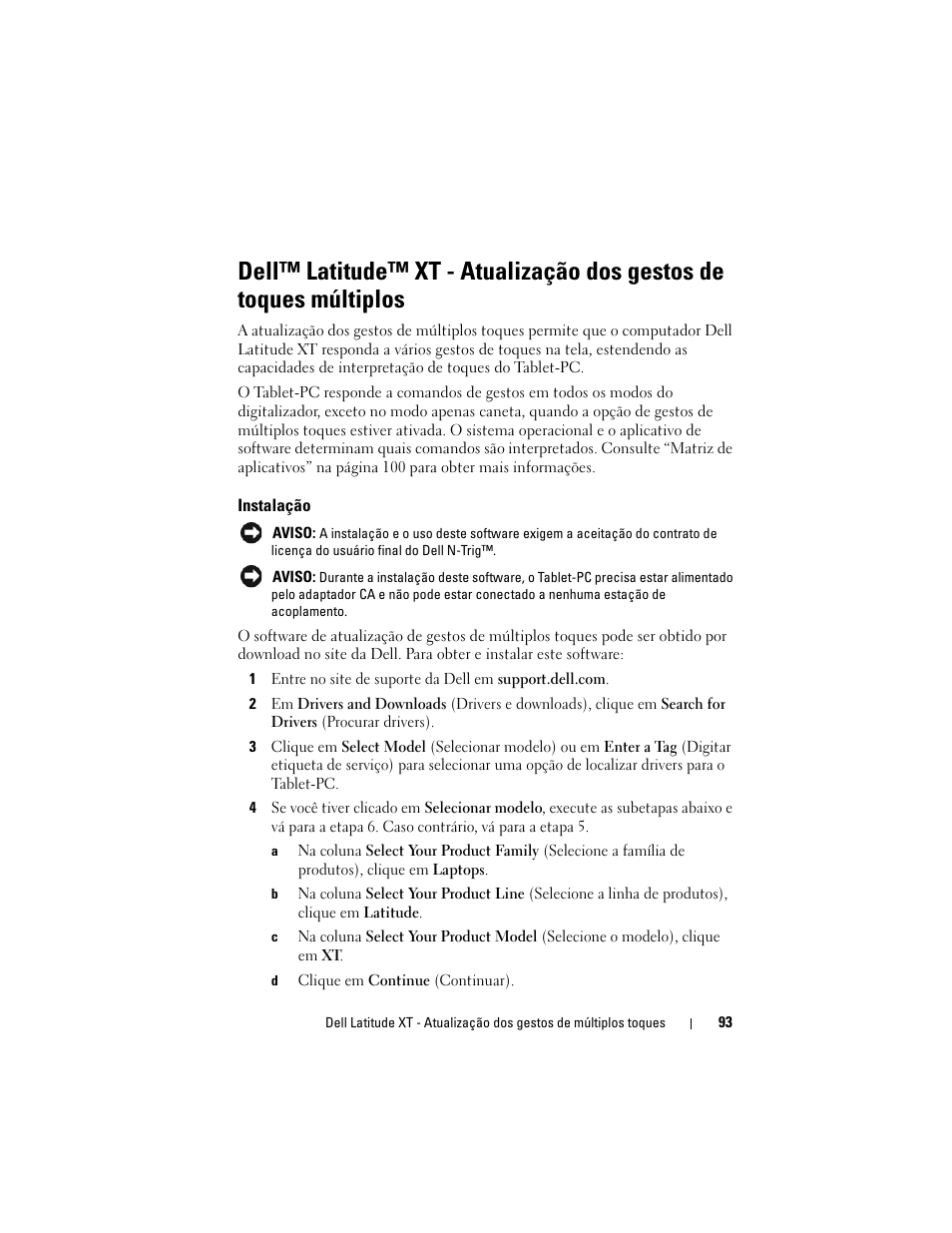 Instalação | Dell Latitude XT User Manual | Page 95 / 148