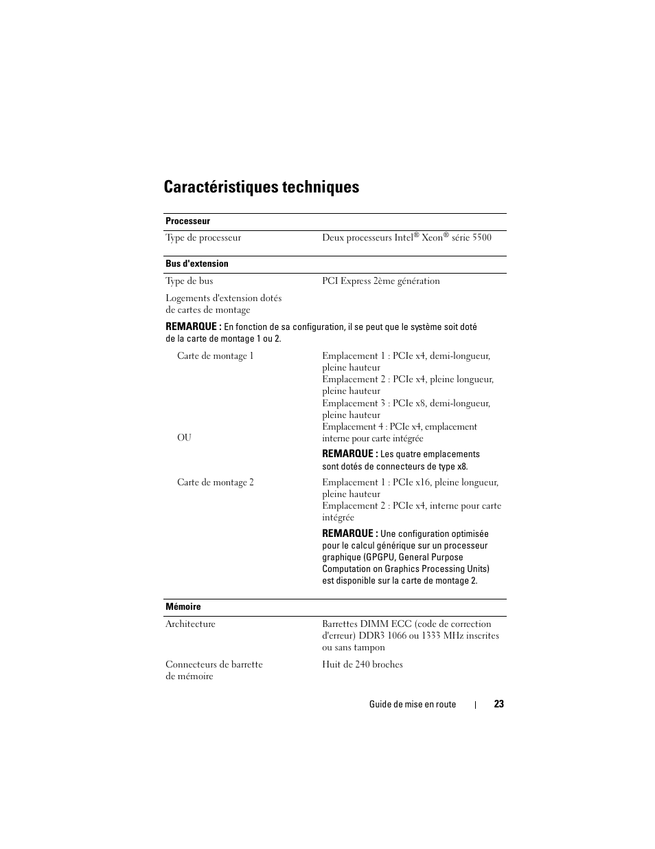 Caractéristiques techniques | Dell PowerEdge R510 User Manual | Page 25 / 58