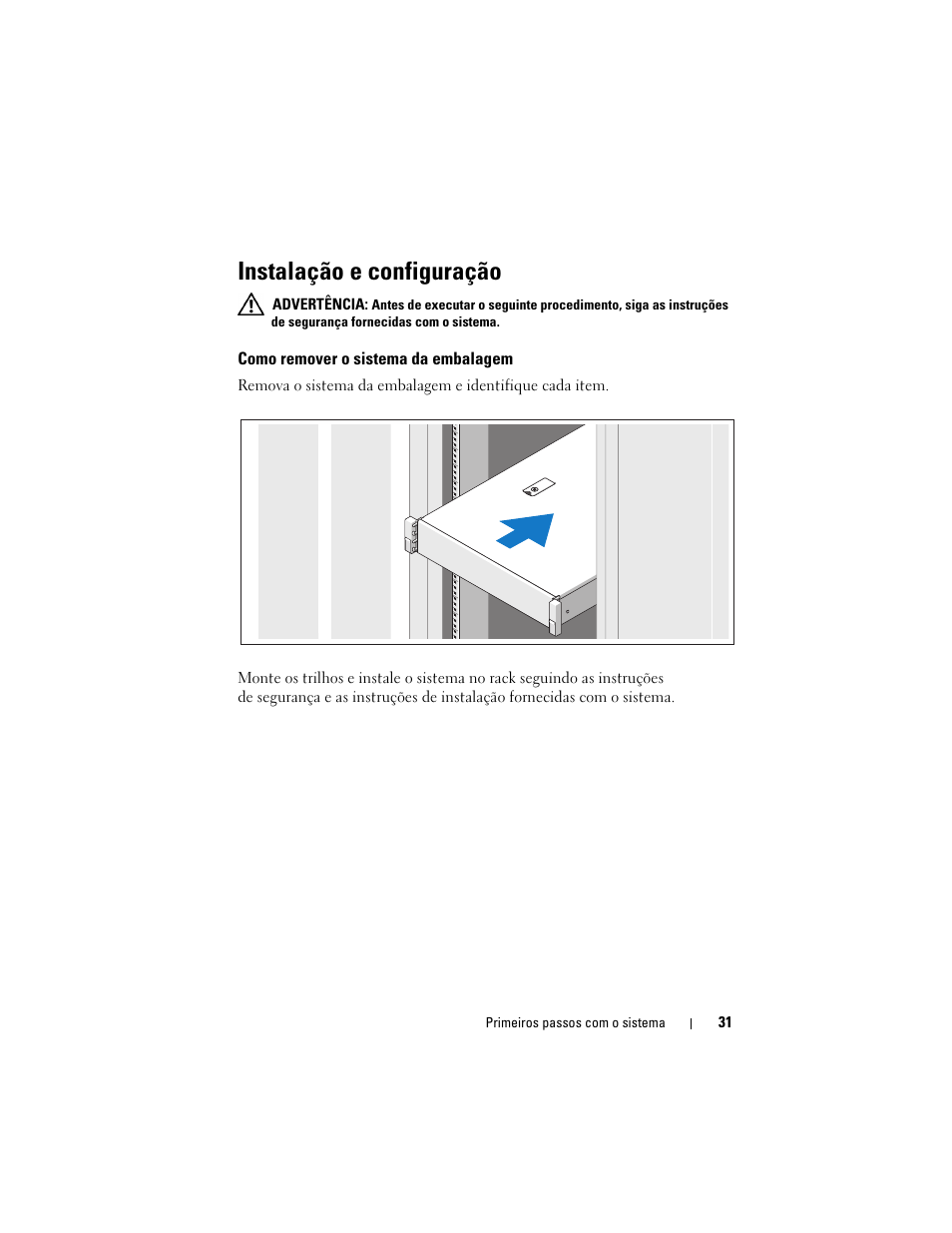 Instalação e configuração, Como remover o sistema da embalagem | Dell PowerEdge R510 User Manual | Page 33 / 58