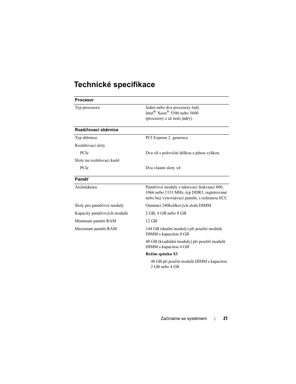 Technické specifikace | Dell PowerEdge C2100 User Manual | Page 23 / 118