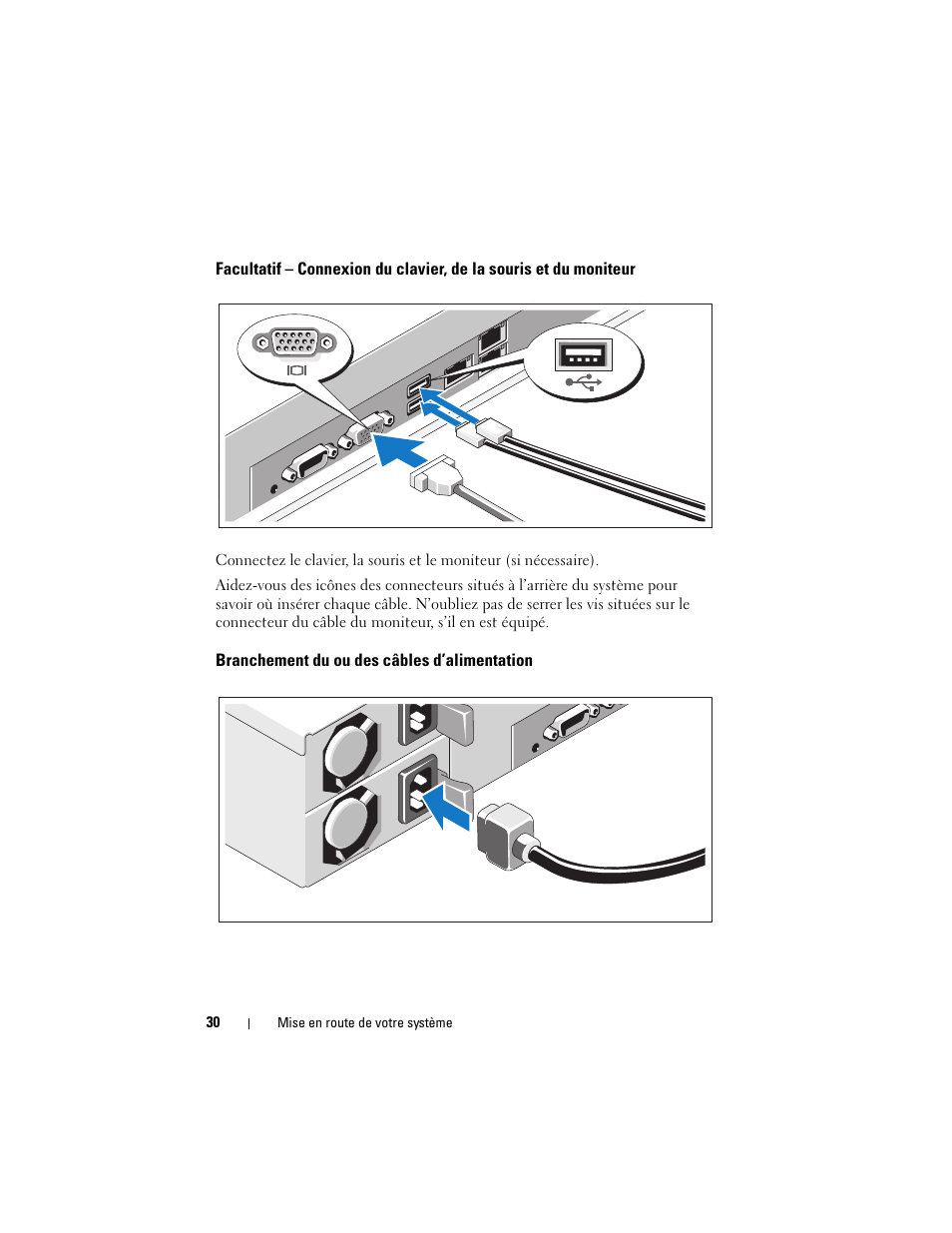 Branchement du ou des câbles d’alimentation | Dell PowerEdge C2100 User Manual | Page 32 / 118
