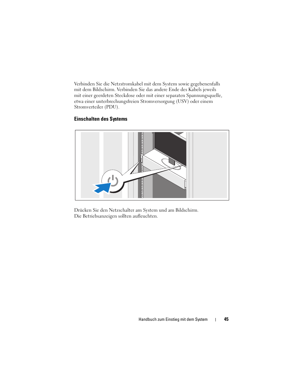 Einschalten des systems | Dell PowerEdge C2100 User Manual | Page 47 / 118